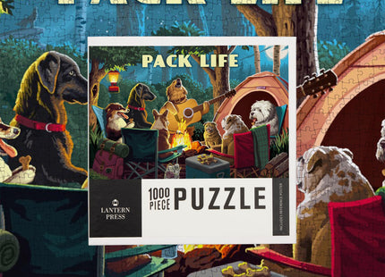 Pack Life Dogs Around Campfire Puzzle, 1000 Pieces by Lantern Press