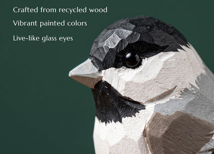 Selsela Hand-Carved Chickadee Figurine -Wooden Black-Capped Songbird Statue, Chick Tit Miniature Chestnut Carolina Handmade Songbird Art for Home Decor & Collectibles Nature-Inspired Gifts