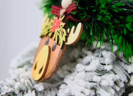 NGHYANNA Whimsical Moose Head Christmas Ornament 4 Inch – Layered Wooden Rustic Woodland Animal Decoration Gift for Cabin Lake House Owners Nature Lovers Holiday Keepsake