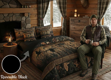 Erosebridal 7 Piece Camo Mallard Duck Comforter Set with Sheets for Kids Boys Men Rustic Farmhouse Cabin Bed in A Bag Queen,Hunting Woodland Duck Bedding Set Country Wood Board Animal Bed Set