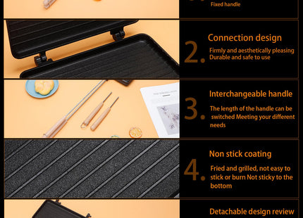 Large Sandwich Baking Tray, Interchangeable Handle Campfire Pie Maker