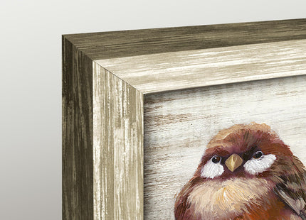 ARTISTIC PATH Vintage Cute Chickadee Wooden Framed Wall Art 24x8 Inch