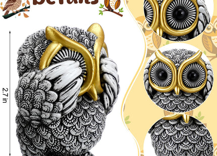 3 Pcs Owl Figurines Decor Mini Resin Wise Owl Statues Table Shelf Decor