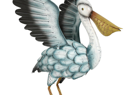 Ultym 18.5" Metal Coastal Pelican Garden Statue, Bird Sculpture