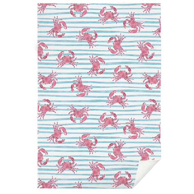 SPBL&L Crab Kitchen Towels - Crab Decor, Nautical Hand Towels for Bathroom, Coastal Beach Nautical Dish Towels, Beach Bathroom Kitchen Decor, 16x24 Inches