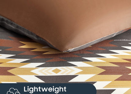 Wake In Cloud - Western Comforter Set, Aztec Southwestern Rustic Lodge Cabin Style with Geometric Stripe Pattern, Soft Lightweight Bedding, 3 Pieces, Chocolate Brown, Queen Size