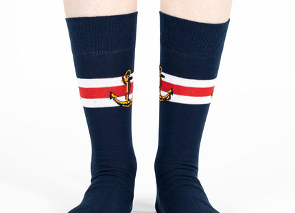 Mysocks Mens Multi Design Crew Socks Nautical Anchor Navy