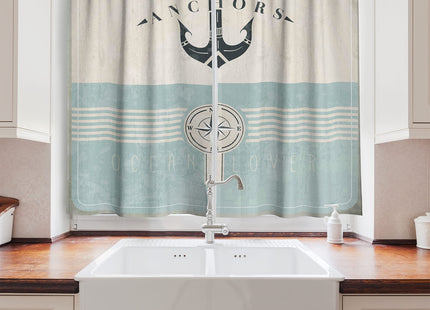 Ambesonne Beach Long Kitchen Curtains, Calm Coastal Scene with Horizon in The Middle of Nowhere Cloudy Sunset Ocean Picture, Two Panels Drapes with Rod Pocket Room Decor, 55" X 45", Yellow Tan