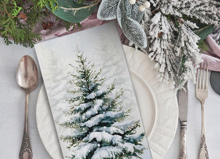 Livcoz 100 PCS Winter Snowy Pine Tree Disposable Paper Napkins