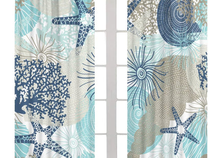 Coastal Curtains Ocean Beach Themed Room Darkening Window Curtain Nautical Coral Blackout Curtain for Bedroom Living Room Bathroom Nursery Set 2 Panels,42x45 Inches