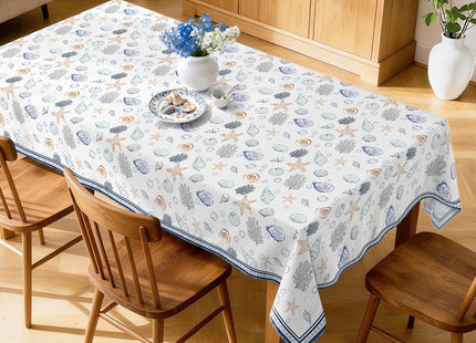 Arquiel Seashell Tablecloth 55 x 70 Inch Rectangular, Coastal Style