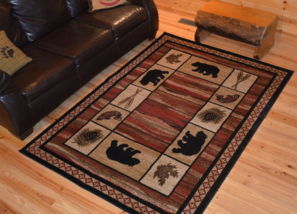 Mayberry Rug Rustic Lodge Bear Cabin Multi 2'3"x3'3" Area Rug