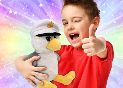 DolliBu Plush Seagull Stuffed Animal - Soft Huggable Gray Seagull Sailor, Adorable Playtime Plush Toy Animal, Cute Sea Bird Cuddle Gifts for Kids & Adults - 8 Inch