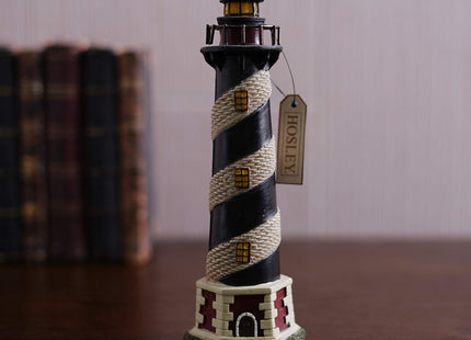 Hosley 8 Inch Resin Tabletop Lighthouse Blinking Light Decor - Ideal Coastal Beach Nautical Gift for Home, Farmhouse, Wedding, Teacher Appreciation