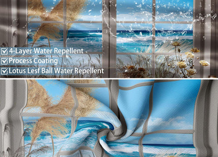 Yieldeer Beach Coastal Ocean Sea Shower Curtain, 60x72 in