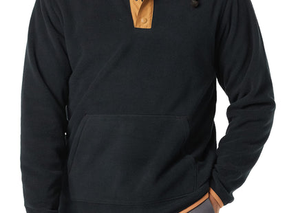 Amazon Essentials Men's Snap-Front Pullover Polar Fleece Jacket, Black Camel Color Block, X-Large