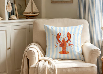 Exqcom Coastal Lobster Pillow Covers, New England Nautical Red Lobster Blue White Stripes Throw Pillow Covers for Beach House Summer Home, Preppy Beach Room Decor, Easter Coast Seafood Decor