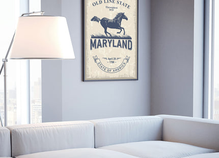 Maine State Emblem Poster - Retro Travel Art, Home & Office Wall Art - 12x18 Inches