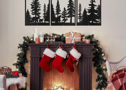 Sanwarm Wall Decor, 3 Pieces, Black Metal, for Home Bear Forest