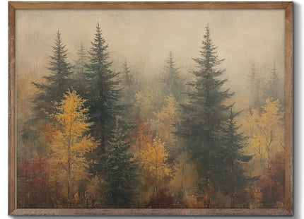 XOCUUI Autumn Forest Canvas Wall Art, Classical Retro Fall Forest Andscape Trees Canvas Prints Home Decor Office Farmhouse Bathroom, 8"X10" Unframed