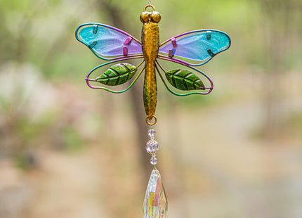 WEISIPU Crystal Suncatchers for Windows - Dragonfly Crystal Ball Prisms Hanging Crystals Ornament for Home Garden Office Wedding Christmas Decoration-Dragonfly
