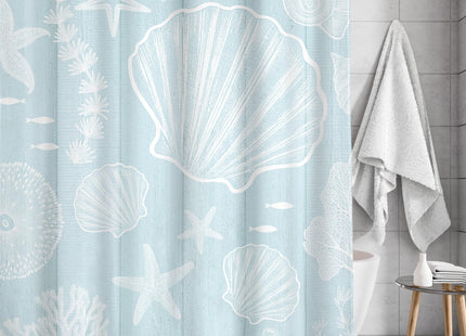 Beach Ocean Seashell Nautical Coastal Shower Curtain Coral 60Wx72L Inch