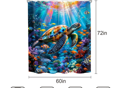 Mitpok Sea Turtle Shower Curtain Ocean Beach Coastal Fish Bathroom Decor