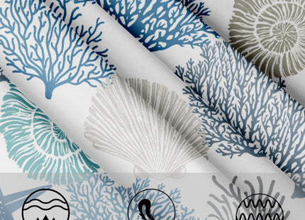 Kawani Nautical Coastal Tablecloth Round 60 Inch Seashell Beach Round Tablecloth 60 Inch Sea Ocean Summer Circle Tabletop Decor Sea Coral Table Covers for Home Kitchen Dinner Holiday Party Picnic