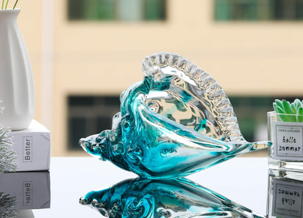 Qianwei Hand Blown Glass Conch Shell Figurines Ornament - Seashell Handmade Sea Animals for Home Crystal Glass Sculpture Coastal Decor - Ocean Beach Sea Shell Collection for Birthday Gift