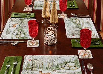 Cala Home Winter Forest Deer Boxed Set of 4 Premium Hardboard Placemats