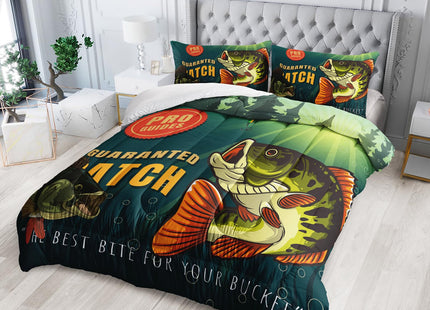 Nttopship Big Pike Fish Comforter Sets, Hunting and Fishing Pattern Bedding Set Twin Size for Kids,Fishing Underwater Animals Bedding Sets All Season 1 Comforter and 2 Pillowcases