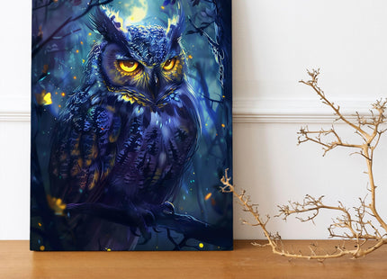 Fantasy Owl Wall Art - Owl Canvas Print Painting, Framed Artwork for Bathroom, Bedroom, Living Room - 12"x16"
