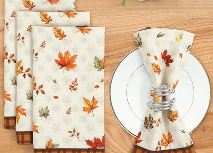 Arquiel Fall Vintage Maple Leaf Cloth Napkins Set of 6, 100% Cotton