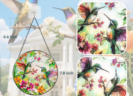 Rosporxin Hummingbird Suncatcher Stained Glass Window Hanging