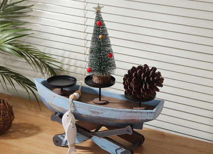 Nautical Candle Holder for Beach House Table & Lake House - Ocean Themed Farmhouse Boat Candlestick Holders, Marine Beach Style Handmade Coastal Accent, Housewarming Gifts