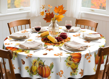 Round Tablecloth 60 Inch Fall Table Cloths Maple Leaf Pumpkin Table Cover
