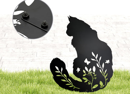 Maine Coon Cat Garden Statue, Black Cat Decor for Outdoor Memorial Yard