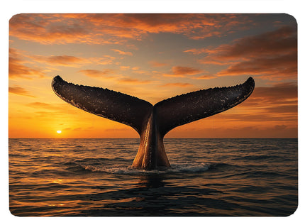 Wildlife Animal Gray Blue Whale Tail Kitchen Glass Cutting Board Decorative Gift Farm Home Serving (Whale)