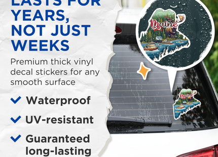 (2 Pack) Maine State Shape Stickers - ME State Sticker - Choose from 50 States - 5 Inches On Longest Side - Premium Vinyl - for Cars, Skateboards, Laptops - Made in USA - BMCS1256