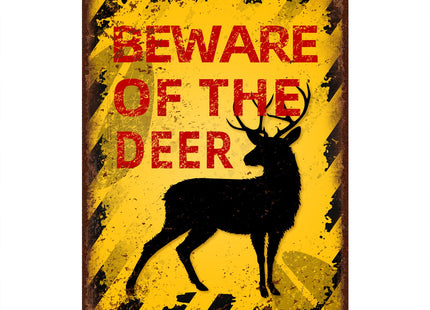 Vintage Deer Metal Sign Beware of Deer Aluminum Sign