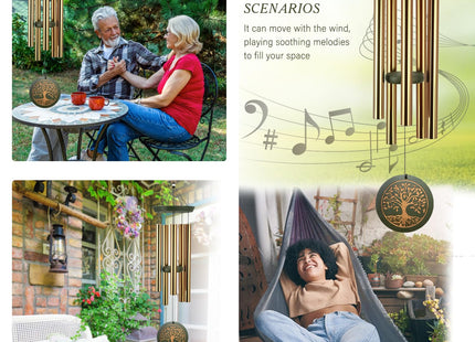 Wind Chimes for Outdoor & Gifts – Engraved Tree of Life