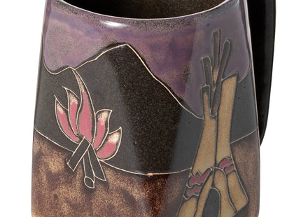 Stoneware Mara Teepee Native American Campfire Design 12oz Handcrafted Coffee Tea Mug