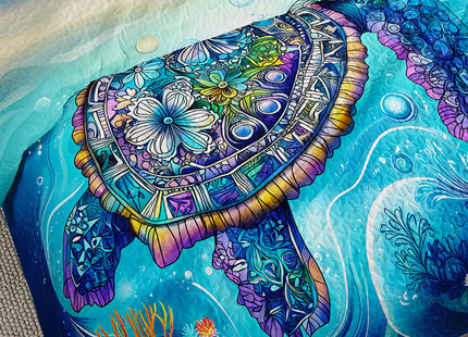 UEVBF Coastal Bedding Quilt Sets Queen Size,Summer Blue Sea Turtles Water Plants Nautical Bedding Quilt with 2 Pillowcases,Beach Themed Soft Lightweight Bedspread Coverlet.