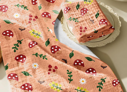 Miss Adola 370GSM Cotton Waffle Kitchen Towels, Mushroom