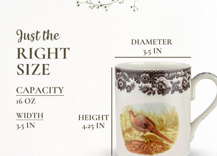 Spode – Woodland – Pheasant Mug – 16 Oz - Brown/White