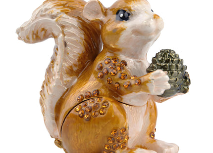 SEVENBEES Hand Painted Squirrel Jewelry Boxes Trinket Box Hinged Squirrel Figurine Gift for Women Girls