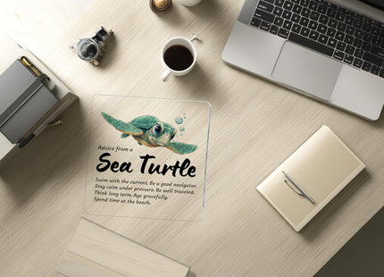 Inspirational Sea Turtle Gifts for Women Men,Advice From A Sea Turtle Acrylic Plaque,Sea Turtle Gifts for Turtle Lovers