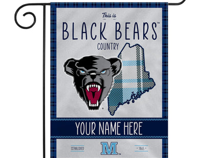 Rico Industries NCAA Maine Black Bears This is Bears Country - Plaid Design Personalized Garden Flag