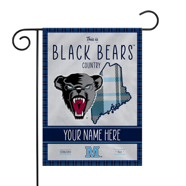 Rico Industries NCAA Maine Black Bears This is Bears Country - Plaid Design Personalized Garden Flag