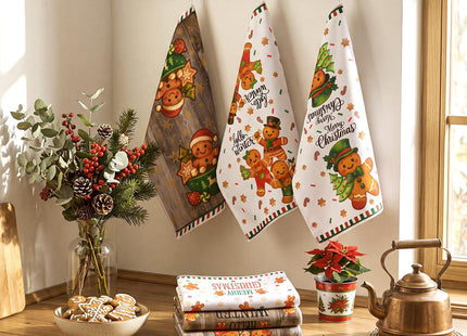 Hahafelt 6 Pcs Christmas Kitchen Towels Gingerbread Dish Cloth